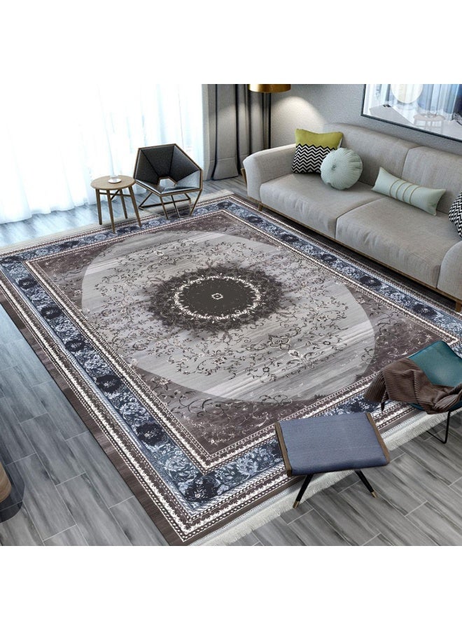 SMART HOME Large padded floor mat with a soft velvet surface and non-slip backing - Living room rug - Majlis rug - Lounge rug - Luxurious decorative rug - Elegant rug with modern patterns for living rooms and majlis - Size 350x250 cm - Suitable for everyday use and entertaining - Image 2